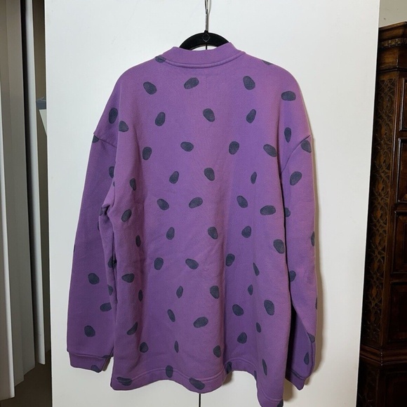 Levi's Oversized Fleece Crewneck Sweater Sweatshirt Mens Small Purple Polka Dot - Picture 2 of 3